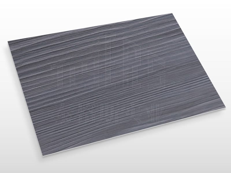 coated aluminum sheet with dark gray wood grain