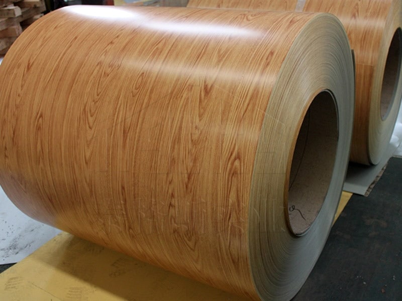 light brown wood grain aluminum coil