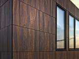 Dark brown like wood grain aluminum wall