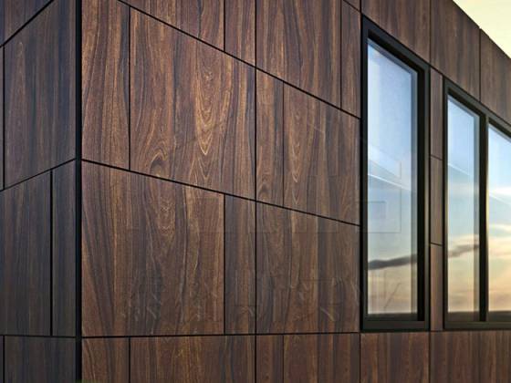 Dark brown like wood grain aluminum wall