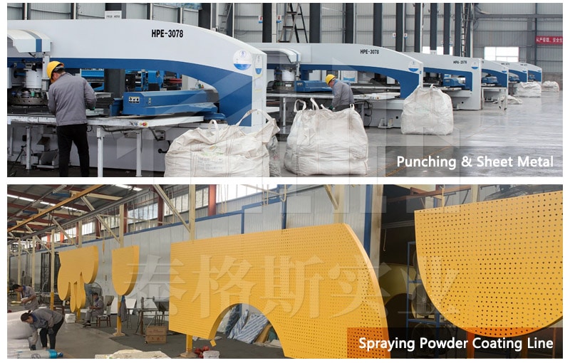 punching sheet metal and spraying powder coating
